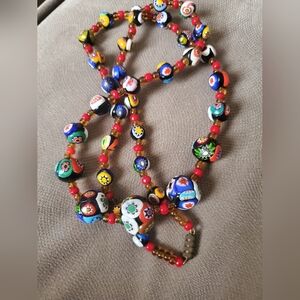 Murano Millefiori Venetian 25" Glass Bead Necklace Vintage